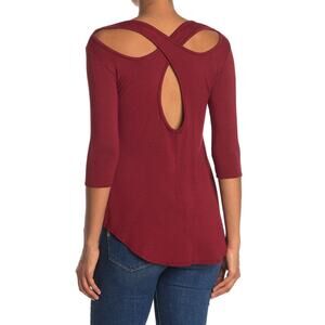 Baea Women's Crisscross‎ Back Scoop Neck Tunic Top In Red Small MSRP $88